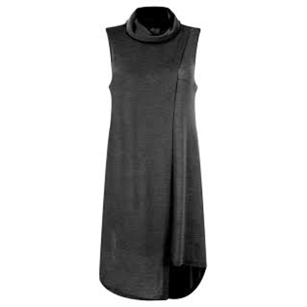 Foil Merino Dark gray/Black Wool Sleeveless Tunic A-Line Dress Size Small